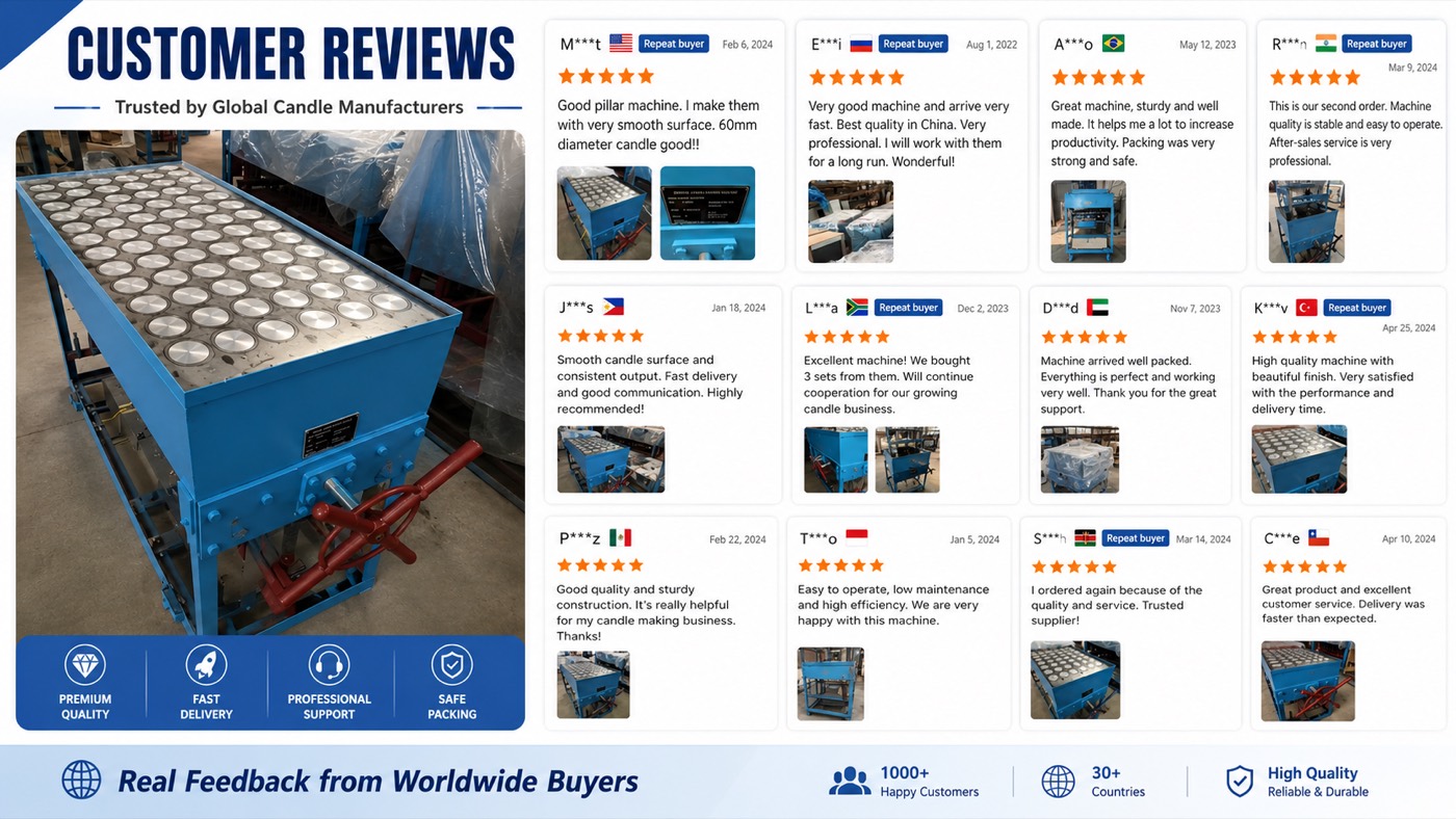 Customer reviews from candle manufacturers worldwide